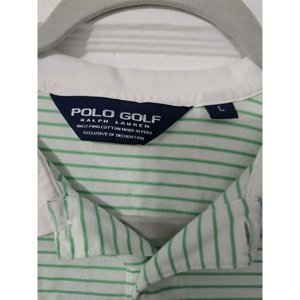 Polo Golf Ralph Lauren Short Sleeve Striped Polo Mens‎ Sz L White Green